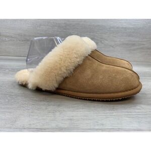 Quince Women's Australian Shearling Scuff Slippers 9 Chestnut Tan Suede Shoes